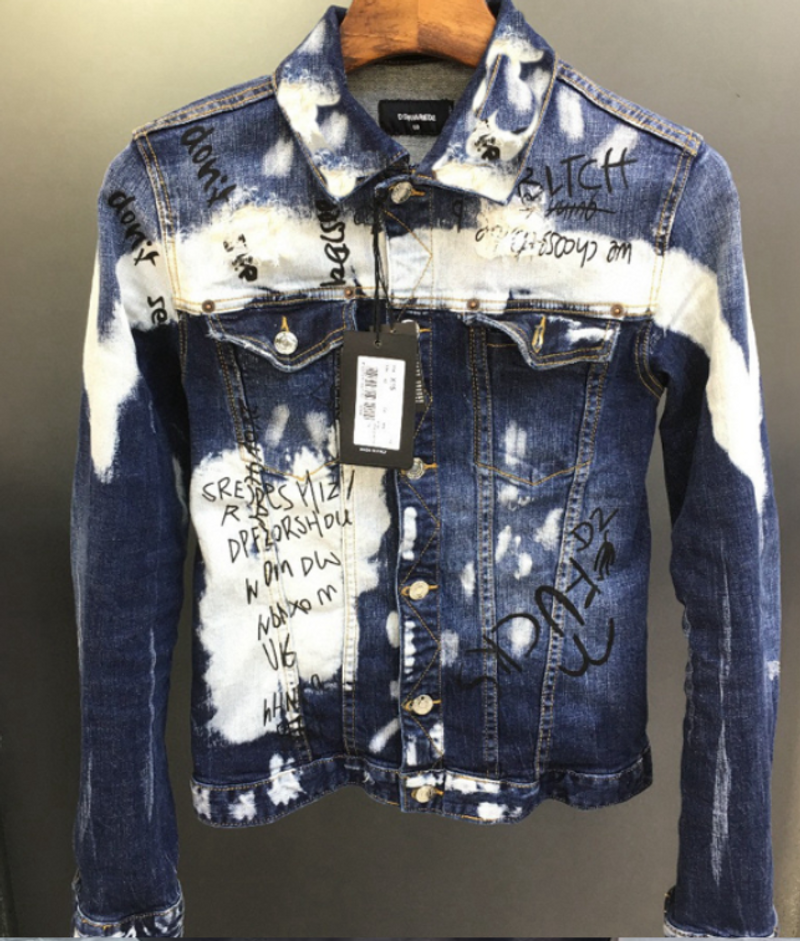 Chaqueta vaquera de moda con personalidad teñida y estampado genial para hombre de Quadratic_voghion.com