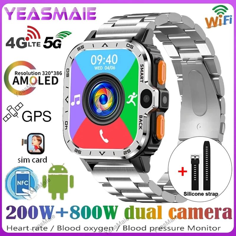 PGD ​​SmartWatch 4G LTE GPS Wifi SIM Karte NFC Dual Kamera Rot 16/64G ROM Speicher Google Play Herzfrequenz Android Smart_voghion.com