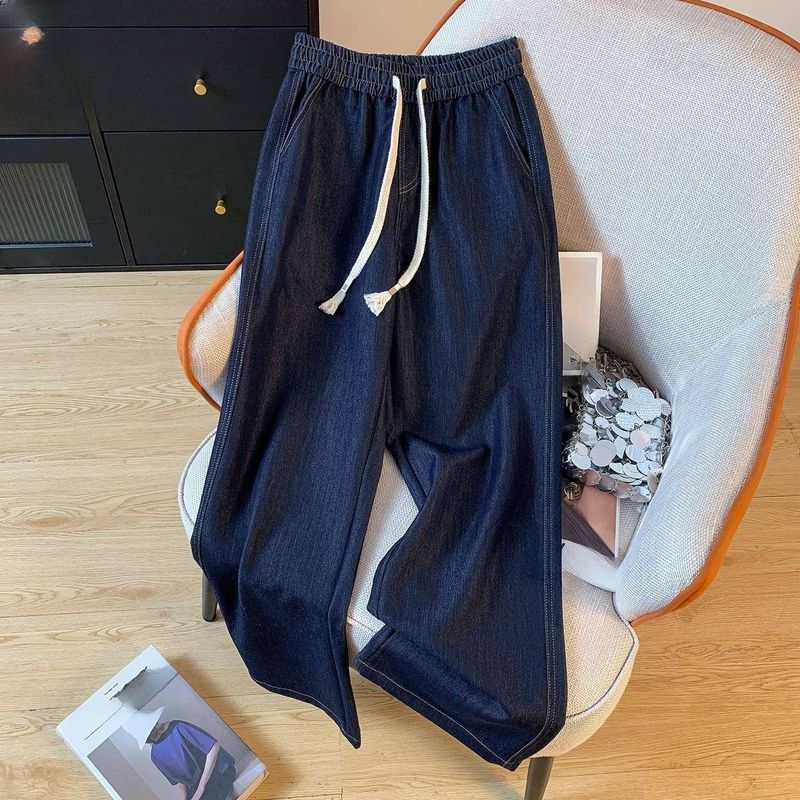Women's Clothing Tencel Lyocell Large Size Thin Soft Denim Wide Leg Pants Women Spring New High Waist Casual Women's Pants_voghion.com