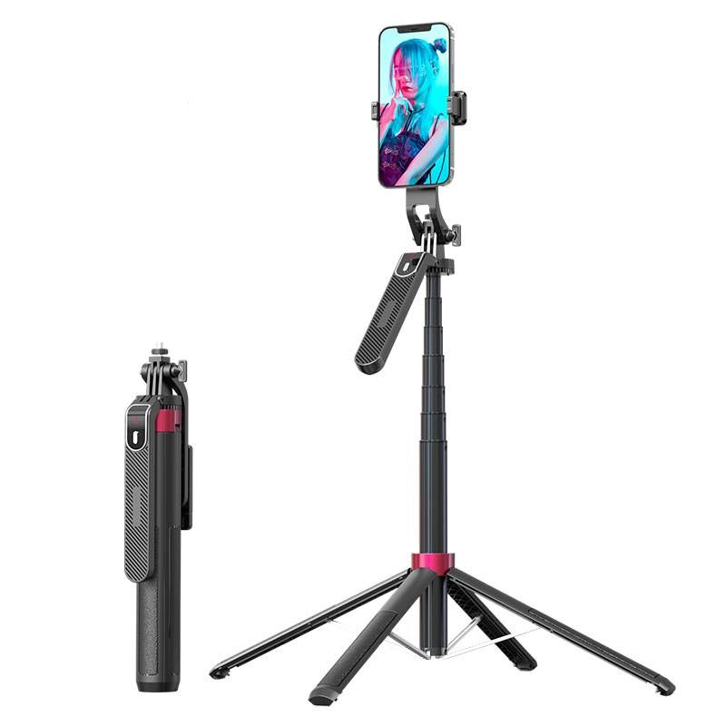 Új P185 alumíniumötvözetből készült négyszeres Bluetooth szelfibot univerzális mobil élő padlóállvány kézi stabilizátor_voghion.com