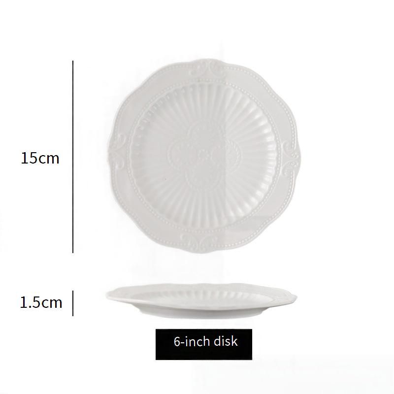 White Ceramic Dessert Plates Set - 3-Tier Fruit Serving Tray With Embossed Design, Modern Display Stand For Desserts & Pastries_voghion.com
