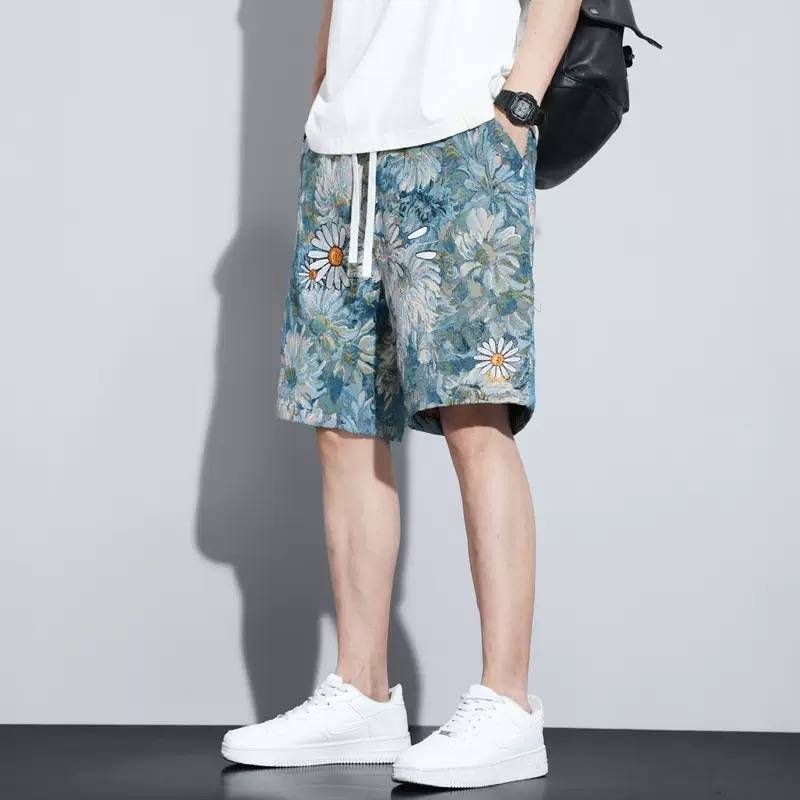 Pantaloncini casual da uomo in stile etnico estivo 2025, pantaloni da spiaggia, pantaloni estivi di media lunghezza di grandi dimensioni, alla moda_voghion.com