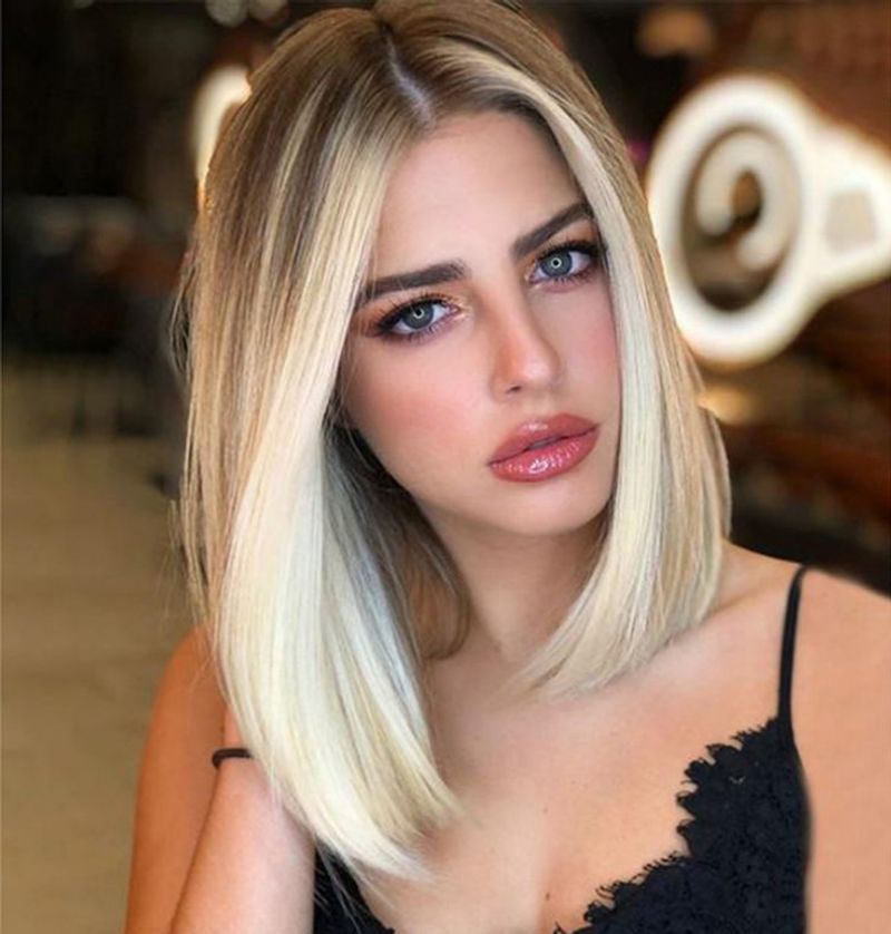 Parrucche sintetiche corte e diritte Parrucca di colore biondo per capelli naturali resistenti al calore da donna_voghion.com