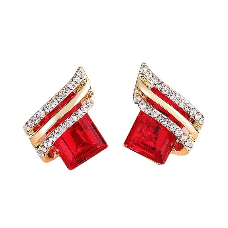 1 paio di orecchini a bottone con strass, gioielli di lusso, decorazione dell'orecchio, orecchini di fidanzamento in cristallo, regali di anniversario_voghion.com