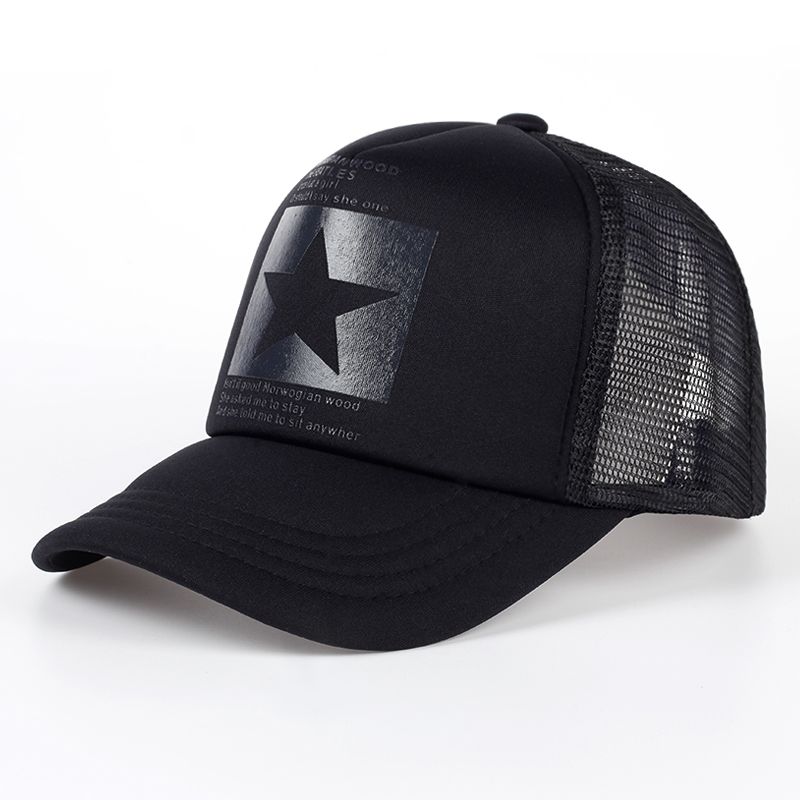 Casquette de baseball imprimée étoile à cinq branches, en filet respirant, pour hommes et femmes, pare-soleil d'extérieur, chapeau sauvage réglable, nouvelle collection printemps été_voghion.com