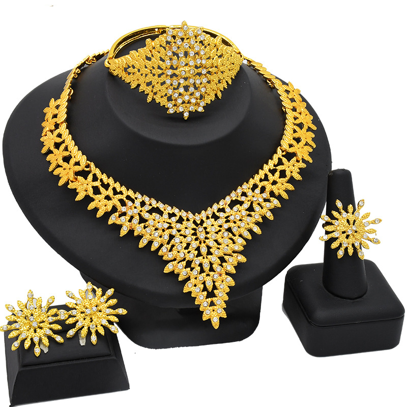 Sargent jewelry set Women's bridal bracelet Necklace Earrings Ring_voghion.com