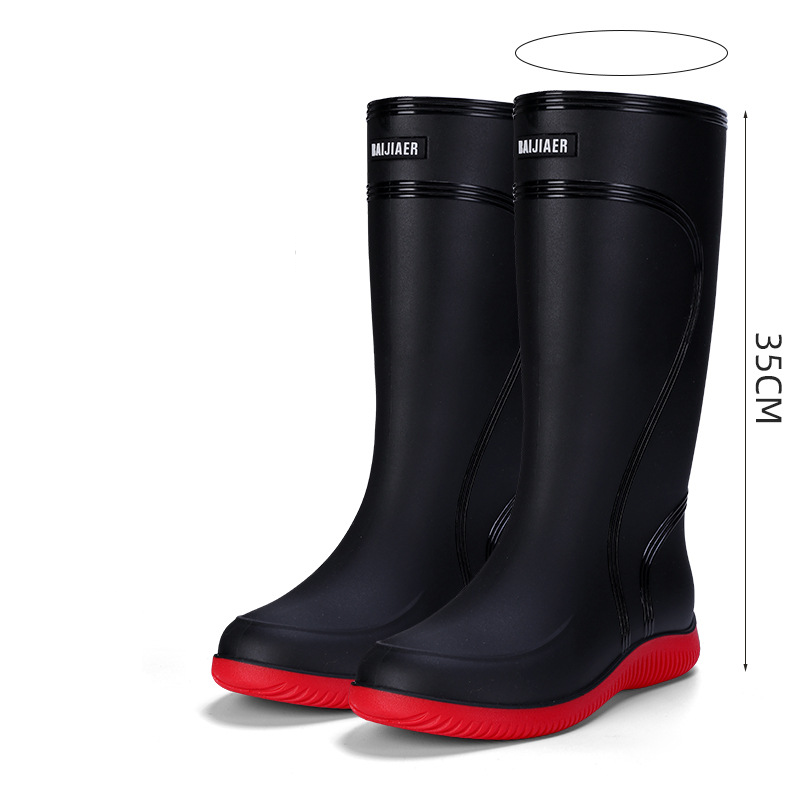 Men's Shoes High end rain boots for men, closed end rainproof and waterproof shoes, high top non slip rain boots, drawstring work shoes_voghion.com