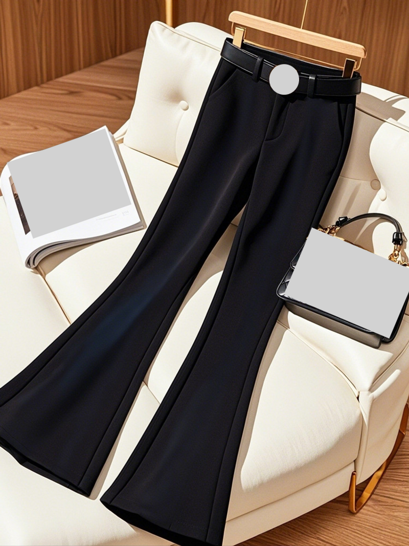Dameskleding Zwarte Flared Broek Nieuwe Stijl High End Temperament Hoge Taille Slanke Casual Broek Herfst_voghion.com
