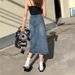 Damenbekleidung Jeansrock Frühling Hohe Taille Hüftrock Neuer Retro Gerader Lockerer A-Linien-Rock Mittellang_voghion.com