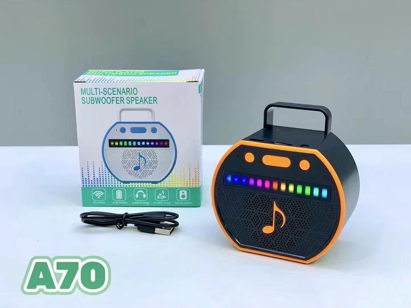 Nowy niedrogi przenośny głośnik LED Bluetooth A70 do wygodnego użytkowania na zewnątrz, mini subwoofer, głośnik typu plug-in_voghion.com