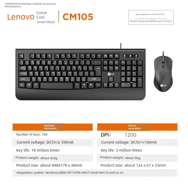 Dearyou Lk185t Wired Keyboard And Mouse Set Ergonomic For Home Office Laptop Desktop Neutral_voghion.com