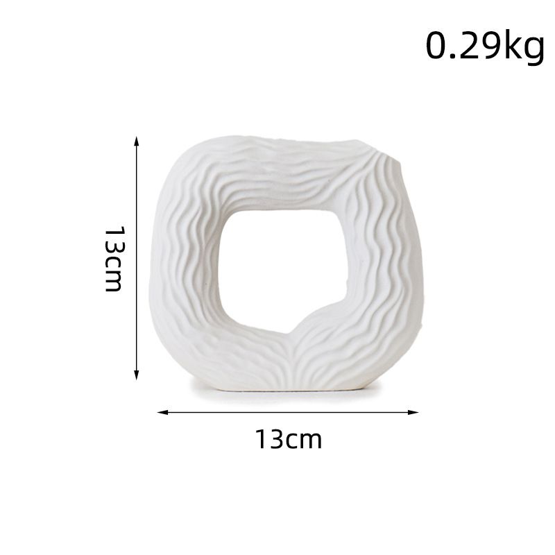 Modern Square Ceramic Vase Set - White Porcelain Home Decor For Flowers & Dried Arrangements, Minimalist Centerpiece For Living Room & Office_voghion.com