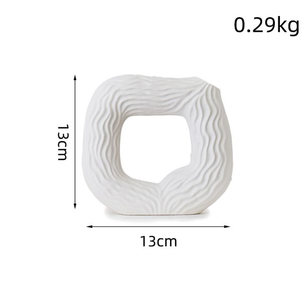 Modern Square Ceramic Vase Set - White Porcelain Home Decor For Flowers & Dried Arrangements, Minimalist Centerpiece For Living Room & Office_voghion.com