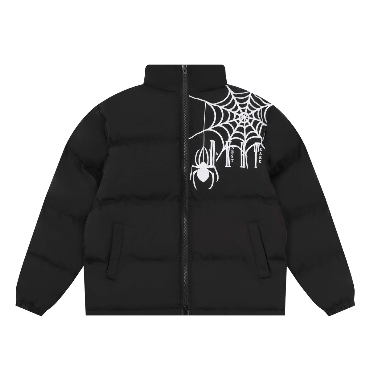 Miesten vaatteet High Street -hämähäkkikirjaimella kirjailtu puuvillatakki löysä rento lämmin toppatakki_voghion.com