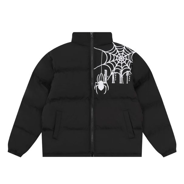 Miesten vaatteet High Street -hämähäkkikirjaimella kirjailtu puuvillatakki löysä rento lämmin toppatakki_voghion.com