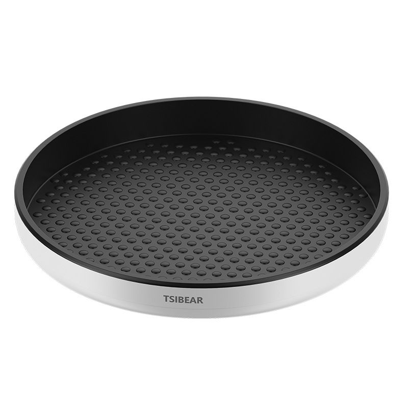 Drehbares Organizer-Tablett für Zuhause – Kompakte, um 360° drehbare Aufbewahrung für Küche, Bad und Büro – Modernes Design aus PP-Kunststoff in Schwarz/Grau (25 cm/30 cm)_voghion.com