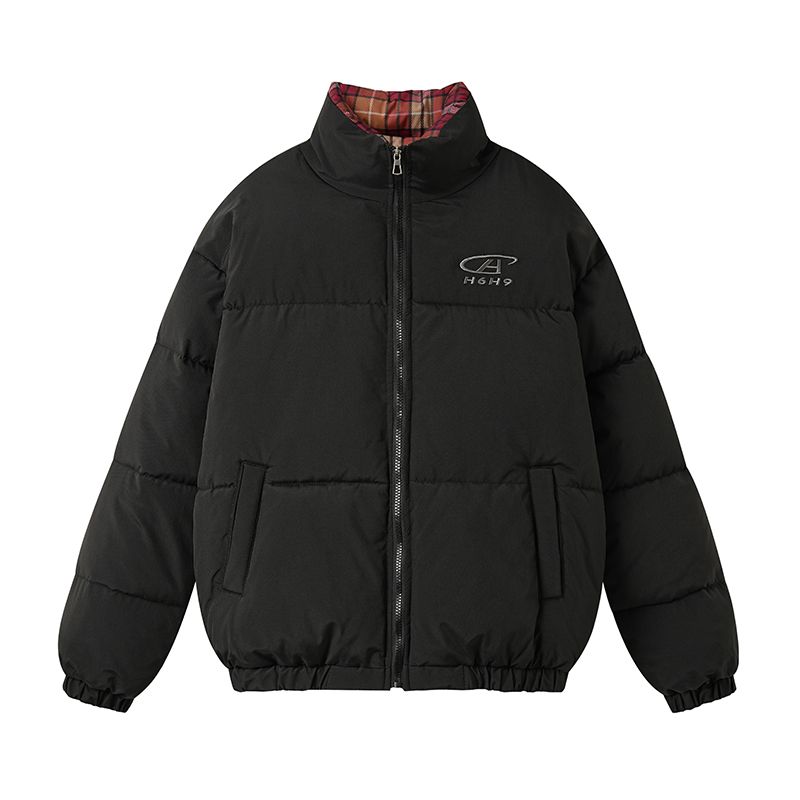 2025 Neue Petite-Jacke im amerikanischen Stil für Damen, kurzer Wintermantel aus rot kariertem Patchwork mit verdickter Studentenbaumwolle_voghion.com