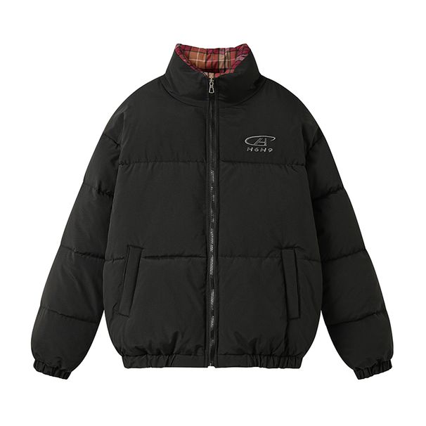 2025 Neue Petite-Jacke im amerikanischen Stil für Damen, kurzer Wintermantel aus rot kariertem Patchwork mit verdickter Studentenbaumwolle_voghion.com