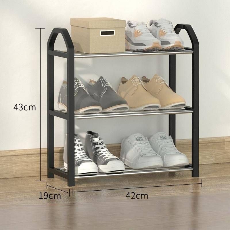Sapateira com capa protetora contra poeira, fácil montagem, organizador de sapatos compacto para entrada de casa, dormitório, estrutura de metal resistente_voghion.com