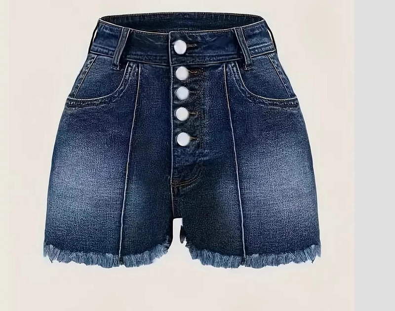 Women's Elastic Oversized Ripped Denim Shorts_voghion.com
