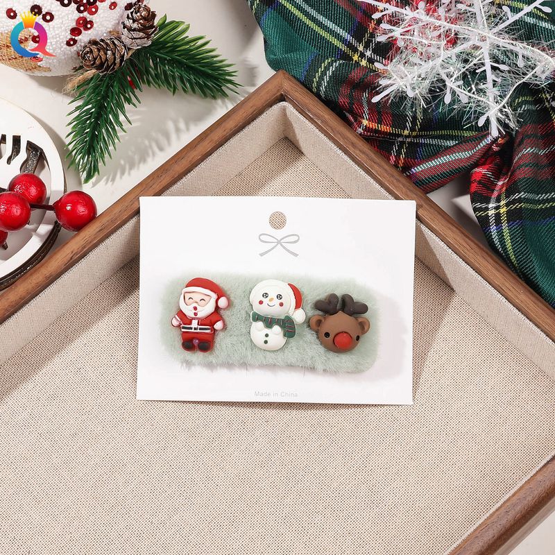 Christmas gift Christmas hairpin Cartoon plush bow hairpin Women cute bangs hairpin hairpin hair accessories_voghion.com