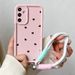 Love Heart Case For Samsung S25 Plus Ultra S24 FE A16 06 26 36 56 Wrist Chain Hang Strap Lanyard Soft TPU Phone Cover_voghion.com