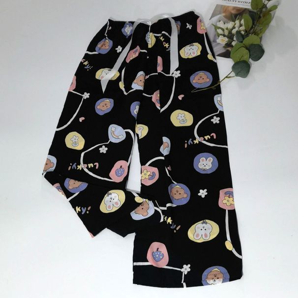 Pyjama aus Baumwolle und Seide für Damen in großen Größen, lockere Hose für Schwangere, reine Baumwolle, dünne, weite Sieben-Punkt-Einzelhose_voghion.com