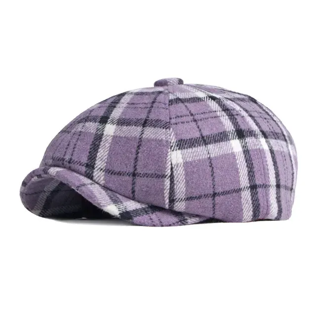 Vendita calda autunno inverno poliestere plaid newsboy cappelli berretto piatto con visiera uomini e donne pittore basco cappelli 61_voghion.com