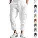 Herbstliche, lässige Jogginghose aus Baumwolle und Leinen mit mehreren Taschen, einfarbig, lockere Übergröße, Kordelzughose_voghion.com