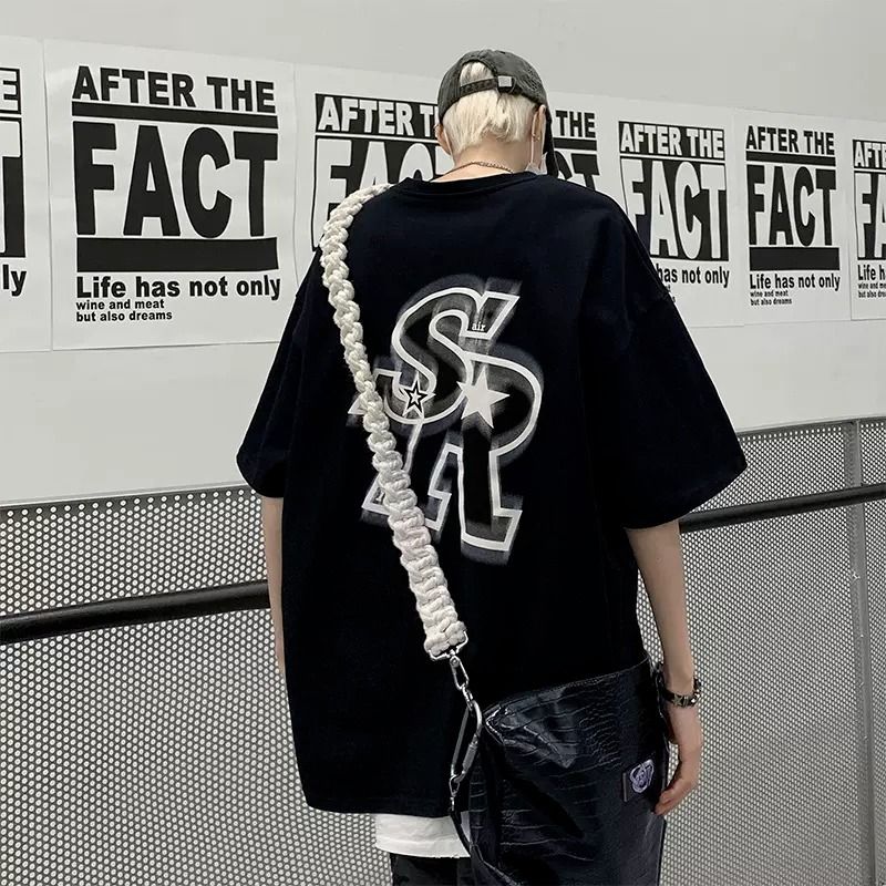 Herrenbekleidung Rundhals-T-Shirt mit fünf Ärmeln im urbanen Stil Herrentrend Standardmodemarke Sommer Jugend beliebt_voghion.com