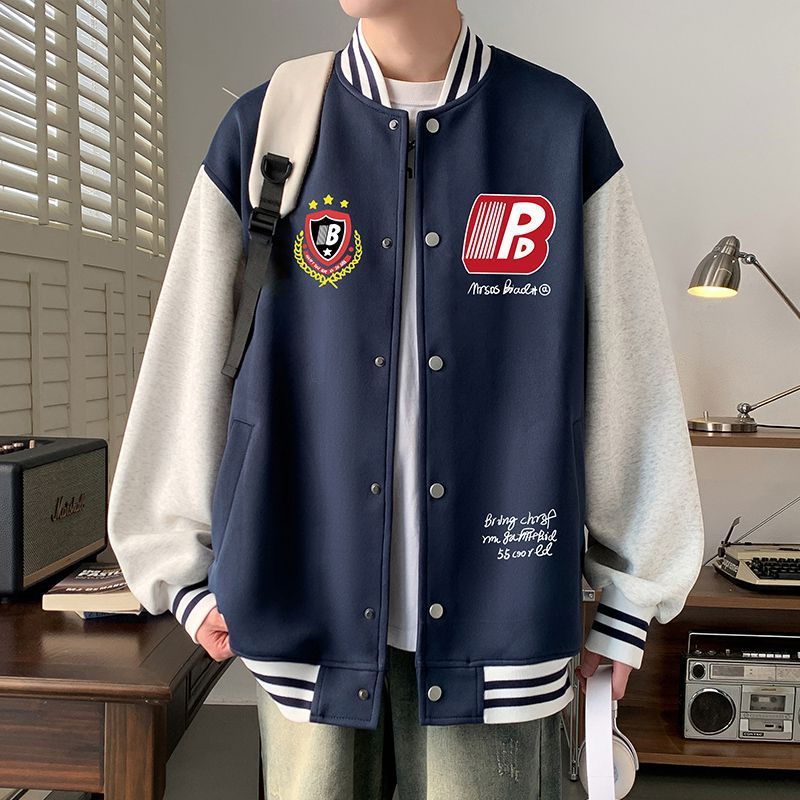 Plus Size Casual Cardigan Sweatshirt For Men, Spring And Autumn New Style, Patchwork Men's Top, Oversize Stand Collar_voghion.com