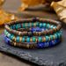 Hot Selling Handmade Beaded Coconut Shell Wood Bracelets For Men, Retro Style, Multi Layer Stacking, Turquoise Emperor Stone Bracelet_voghion.com