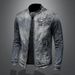 Suitable For All Seasons 2024 Men's Denim Casual Plus Size Stand Collar Zipper Motorcycle Riding Jacket Trendy_voghion.com