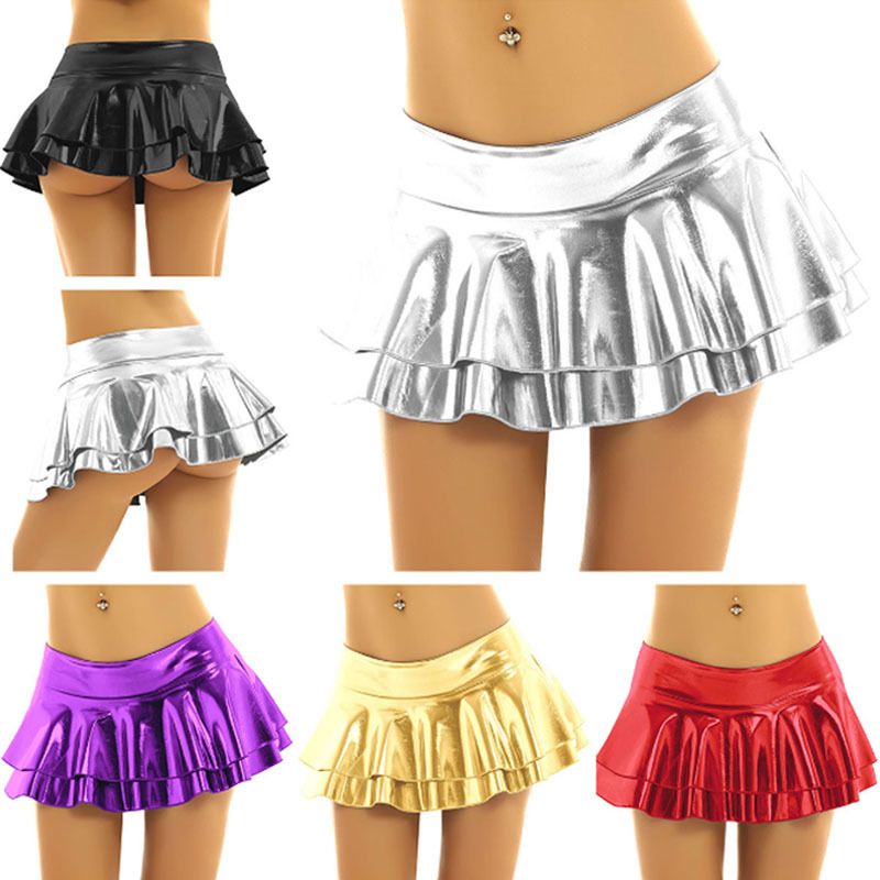 Verve 2025 Sommer Neue frauen Unregelmäßigen Sexy Kurzen Leder A-linie Plissee Rock_voghion.com