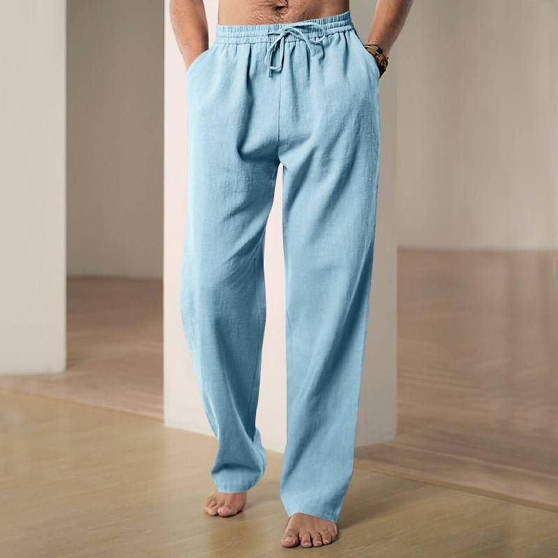 Spring And Summer New Men's Wide Leg Pants Thin Breathable Cotton And Linen Loose Casual Sports Pants_voghion.com