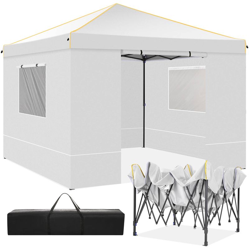 10x10 Pop Up Canopy Gazebo With Mesh Windows, Easy Up Canopy Tent 10x10, Portable Waterproof Outdoor Canopie With 4 Removable Sidewalls & Carry Bag_voghion.com