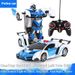 Rechargeable RC Police Car Toy With One-Key Transformation, 2.4G Remote Control Racing Vehicle For Kids, LED Lights & 360° Spins – Fun Electric Toy_voghion.com