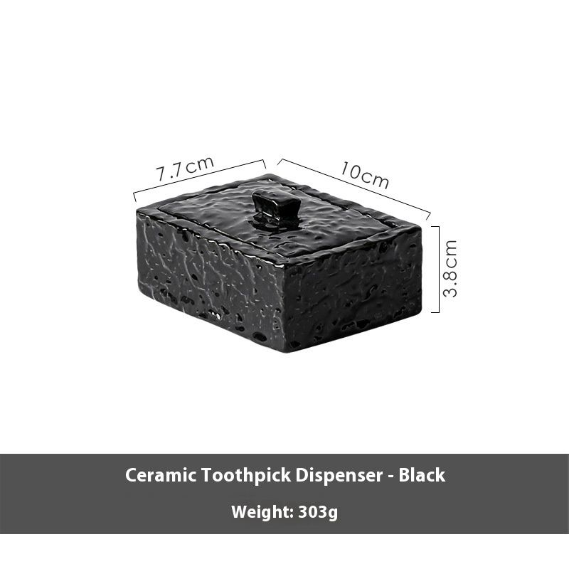 Eleganter Wattestäbchen- und Zahnstocherhalter aus Keramik – staubdicht, minimalistisches Design für Zuhause, Küche und Bad (Optionen in Schwarz und Weiß)_voghion.com