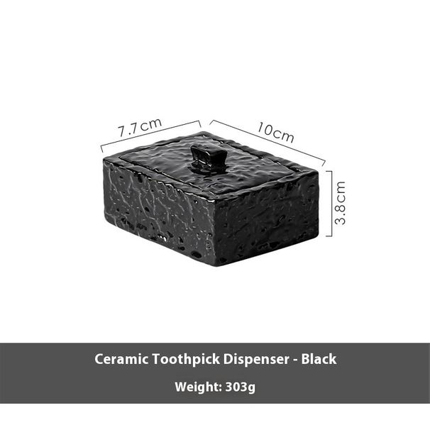 Eleganter Wattestäbchen- und Zahnstocherhalter aus Keramik – staubdicht, minimalistisches Design für Zuhause, Küche und Bad (Optionen in Schwarz und Weiß)_voghion.com