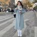 Elegant Belted Wool Trench Coat For Women – Korean-Style Oversized Long Coat With Double Breasted Buttons In Blue, Pink, Beige, Black & Camel_voghion.com