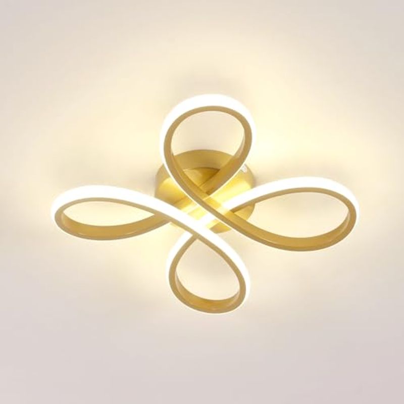 GOECO LED-Deckenleuchte mit Blumenmuster, Goldfarbe, 30 cm, neutrales Licht, 30 W, elegante Innendekoration_voghion.com