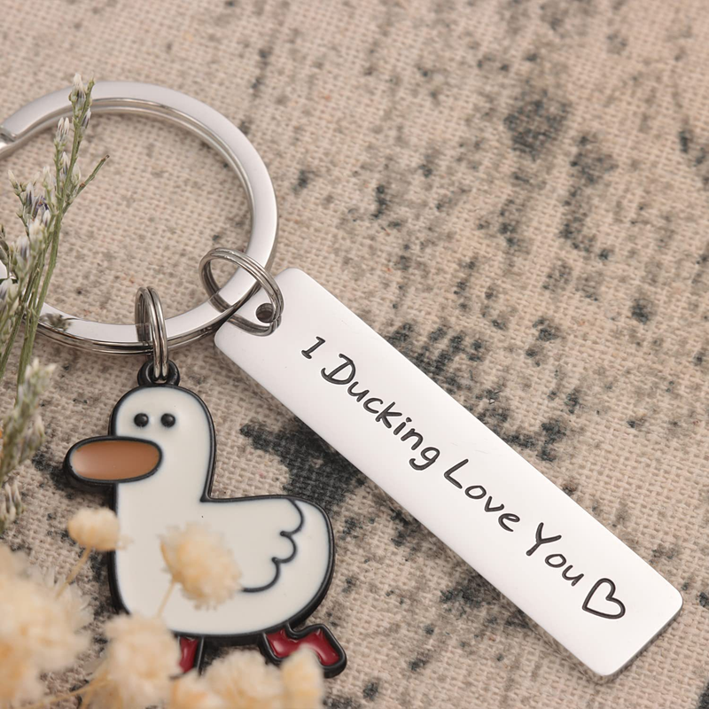 Cute Pet Duck Stainless Steel Key Ring Creative Little Duck Key Chain Student Backpack Pendant_voghion.com