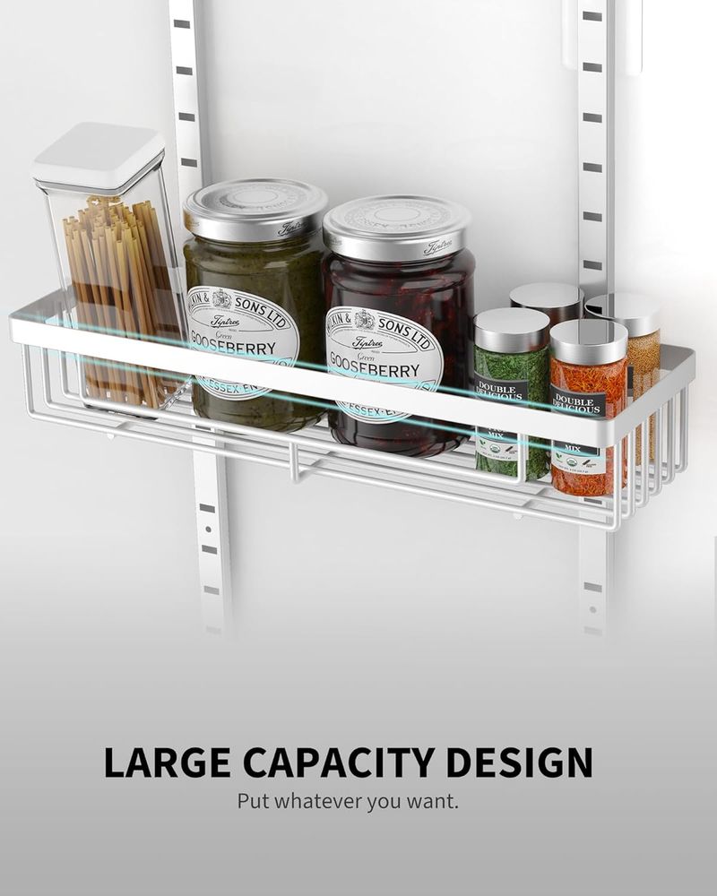 Moforoco White 9-Tier Over The Door Pantry Organizer Black Hanging Basket Wall Spice Rack Home Storage Shelves136_voghion.com