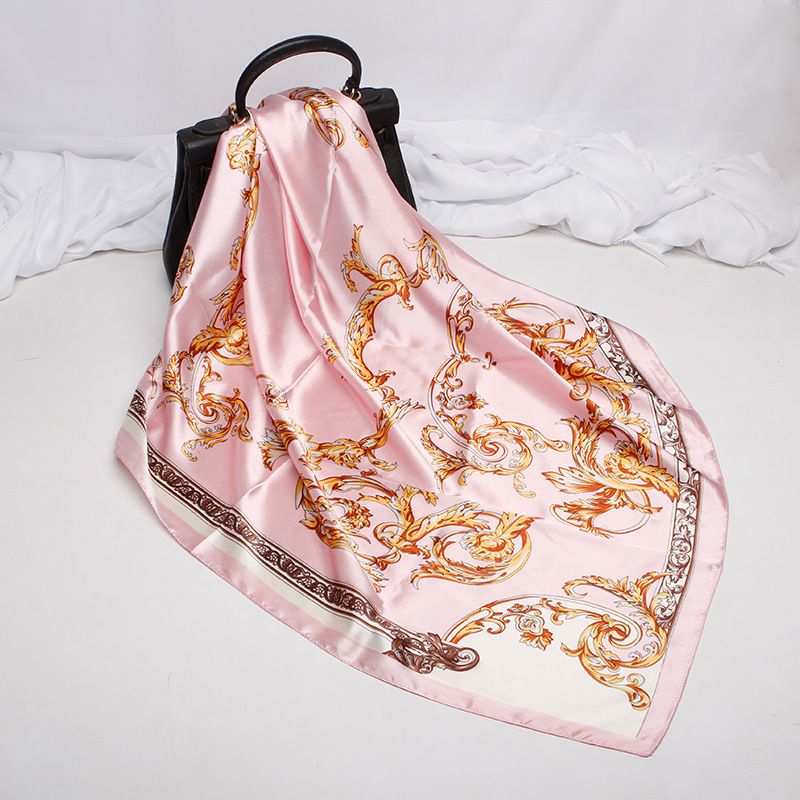 Muslim headscarf Women's Square Scarf 90 Color Ding Silk Scarf Pattern Gift Muslim Headscarf_voghion.com