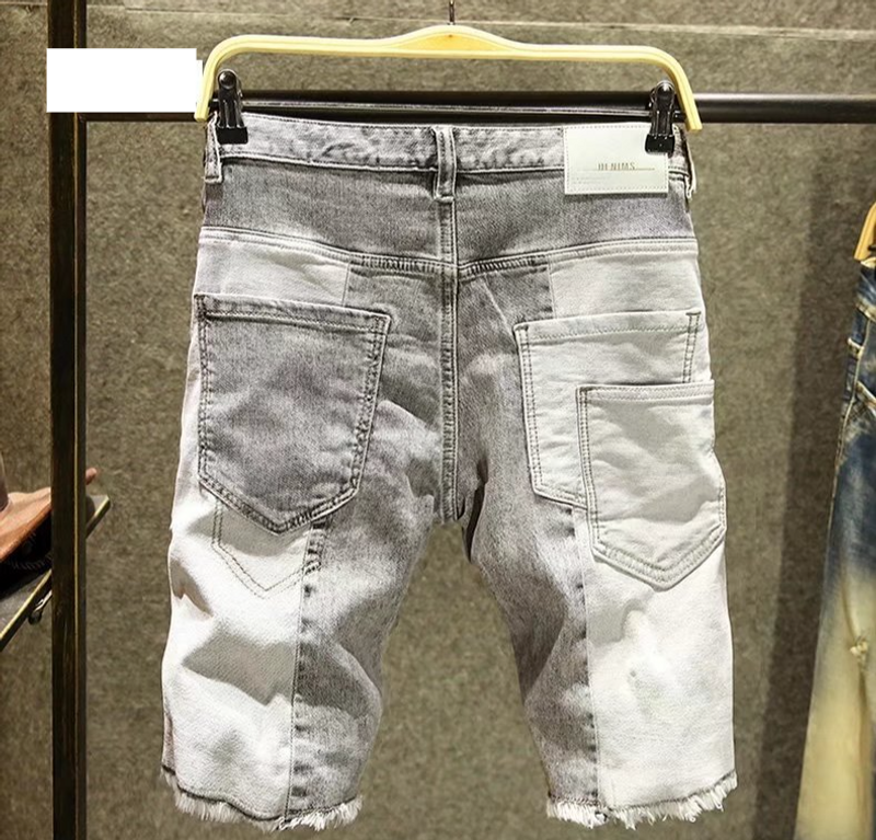 Abbigliamento da uomo Pantaloncini di jeans belli e alla moda Pantaloni estivi da uomo che uniscono pantaloncini di personalità stile patch grezzo_voghion.com