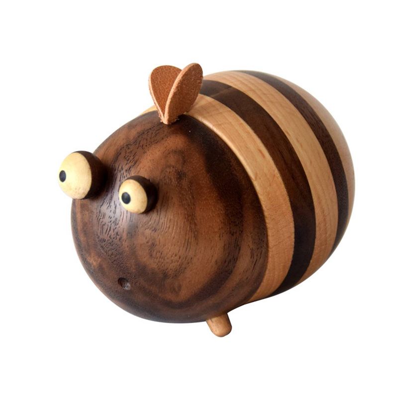 Bee solid wood toothpick box, desktop solid wood toothpick tube, creative and cute decoration ornament, jar gift_voghion.com