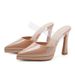 105-A Wasserdichte Plattform Transparent Geschlossene-Toe High Heel Für Frauen Spitze Zehe Stiletto Hausschuhe Outdoor Slip-On Lazy_voghion.com