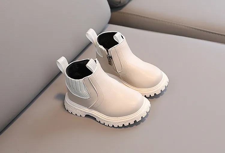 Child's shoes Boys' side zipper fashion Doc Martens girls' soft-soled fashion boots_voghion.com