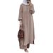 Muslim Arabic Style Two-Piece Set Spring Autumn New Women's Long Sleeve Shirt And Pants Fashion Casual Suit_voghion.com