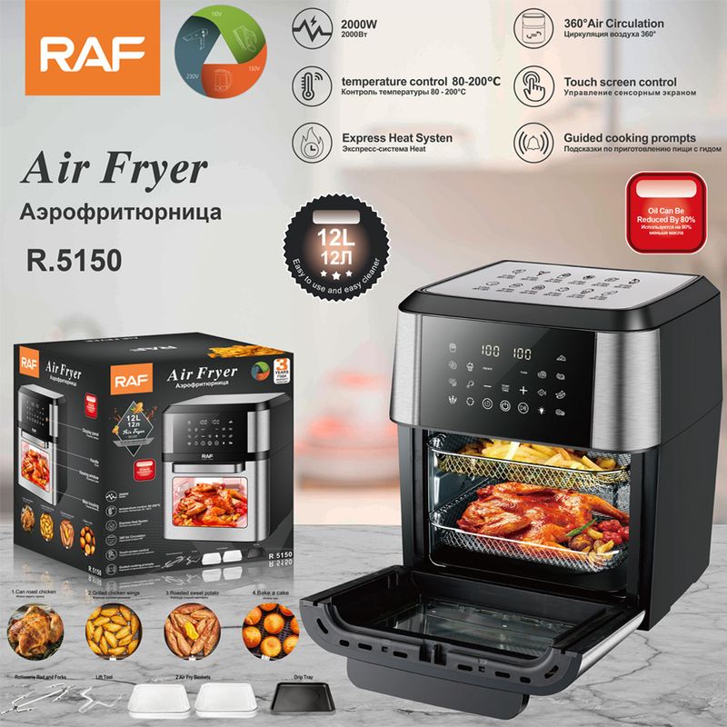 RAF EU Standard Cross-Border Air Large Capacity 12L Multifunctional Household Electric Fryer Visual Intelligent_voghion.com